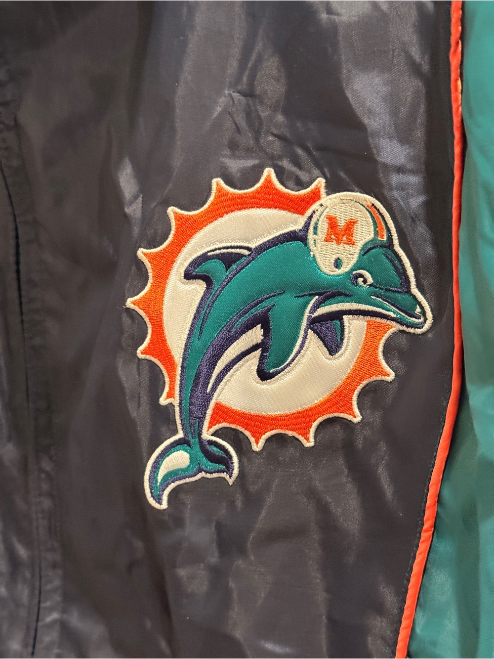 NFL Miami Dolphins Windbreaker Jacket - Teal, Navy & Orange Trim - Picture 5 of 9